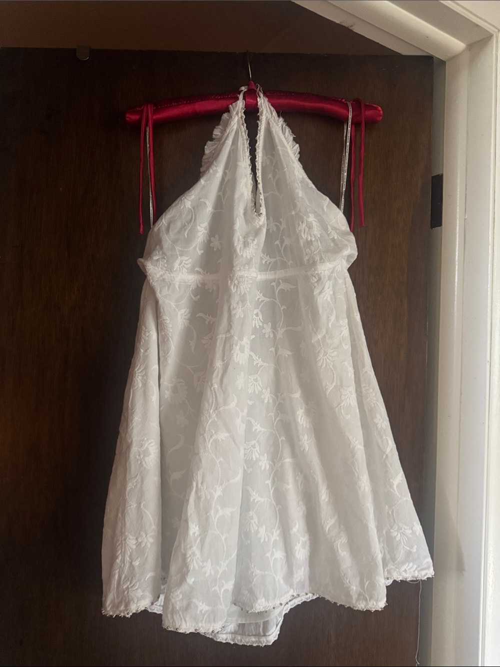 Zara White Lace Mini Halter Dress